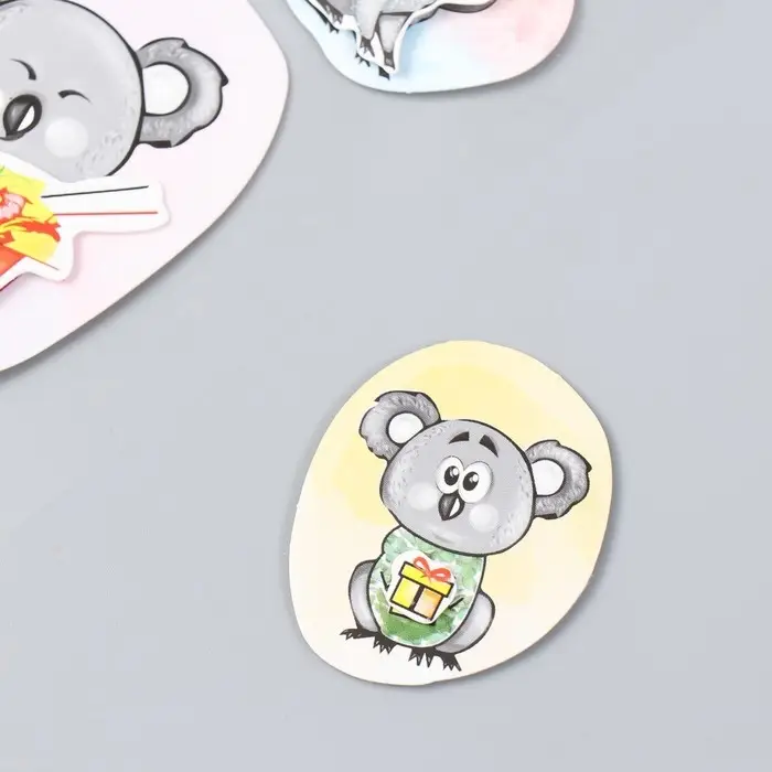 Наклейка картон 2 слоя "Ленивые коалы" 17х12 см