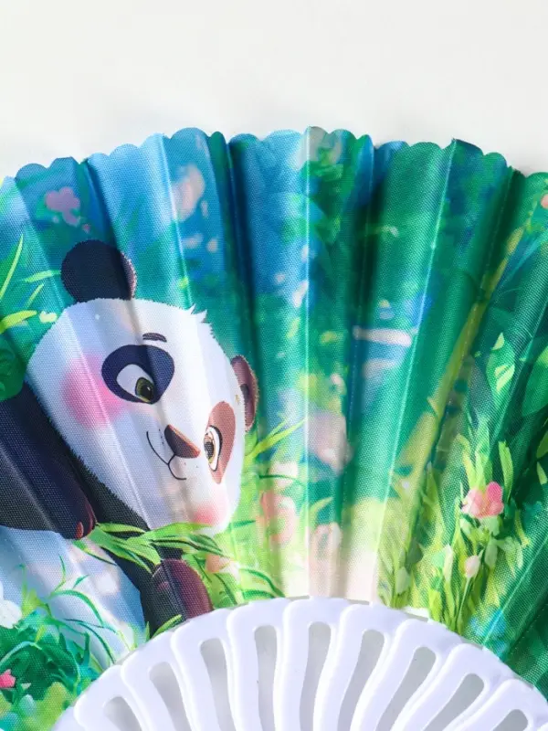 Веер пластик, текстиль "Панда в цветочном саду" МИКС 23 см