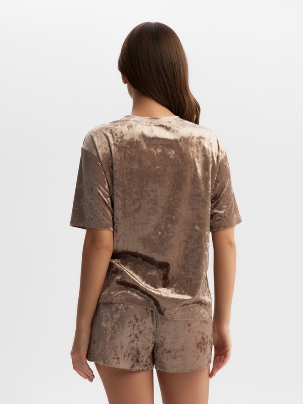 Комплект женский  (футболка и шорты) KAFTAN Velvet р. 40-42, кофейный