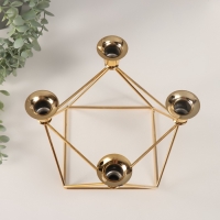 Подсвечник металл на 4 свечи "Геометрия" d-2 см 21х21,5х14 см