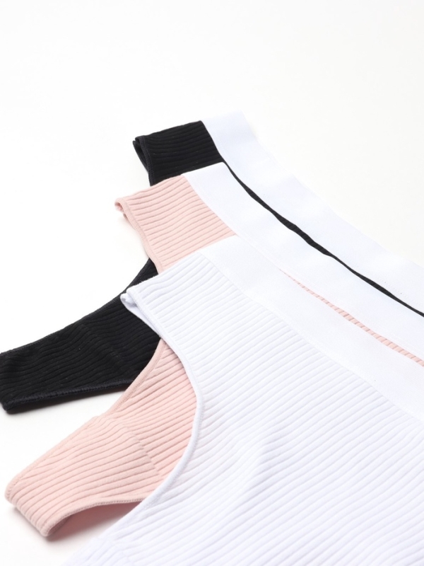 Набор трусов бразилиана MINAKU рубчик размер 40-42 (белый, бежевый, чёрный) 3 шт