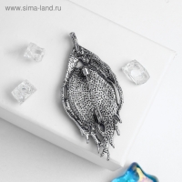 Брошь-кулон «Галиотис» перо павлина, цвет зелёный в чернёном серебре Брошь-кулон «Галиотис» перо павлина, цвет зелёный в чернёном серебре