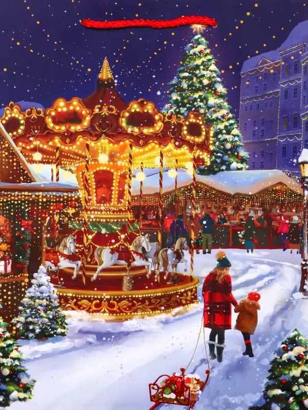 Пакет подарочный новогодний ламинированный, &laquo;Новогодний парк&raquo; , 26&times;12&times;32 см