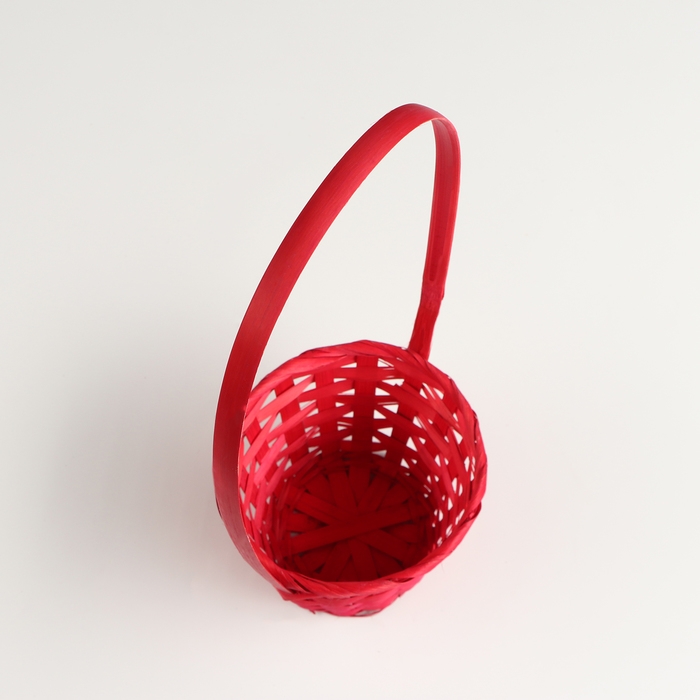 Корзина плетёная, D13 x H9.5/28 см, бамбук, красный Корзина плетёная, D13 x H9.5/28 см, бамбук, красный