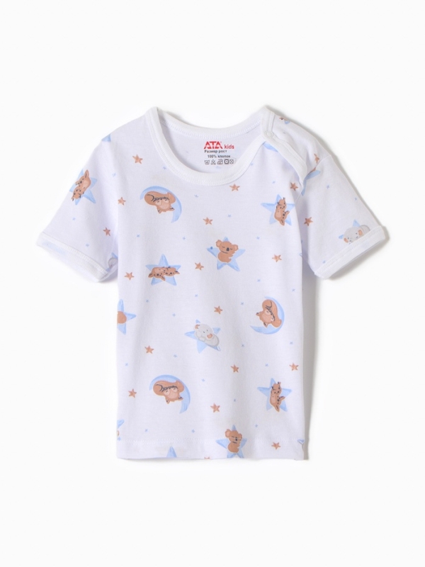 Футболка детская на кнопках Футболка детская на кнопках "Сон", цвет молочный/голубой, рост 62