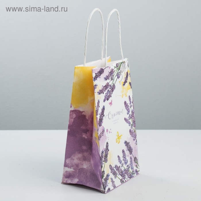 Пакет подарочный крафтовый, упаковка, &laquo;Счастье в каждой минуте&raquo;, 12 х 21 х 9 см