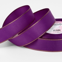 Лента репсовая 25мм*25&plusmn;1ярд(23м&plusmn;1м) золотые нити №046 фиолетовый АУ