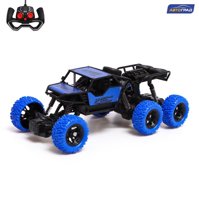 Джип радиоуправляемый 6X6, 1:18, работает от аккумулятора, цвет синий Джип радиоуправляемый 6X6, 1:18, работает от аккумулятора, цвет синий