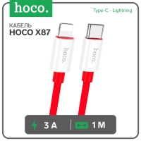 Кабель Hoco X87, Type-C - Lightning, 3 А, 1 м, оплётка силикон, красный Кабель Hoco X87, Type-C - Lightning, 3 А, 1 м, оплётка силикон, красный