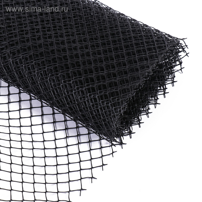 Сетка садовая, 1 &times; 10 м ячейка ромб 15 &times; 15 мм, пластиковая, чёрная, Greengo