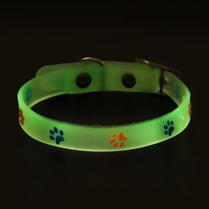 Ошейник, светящийся в темноте, "Яркие следы" (люминесцентный), 30 х 1 см, фиолетово-жёлтый