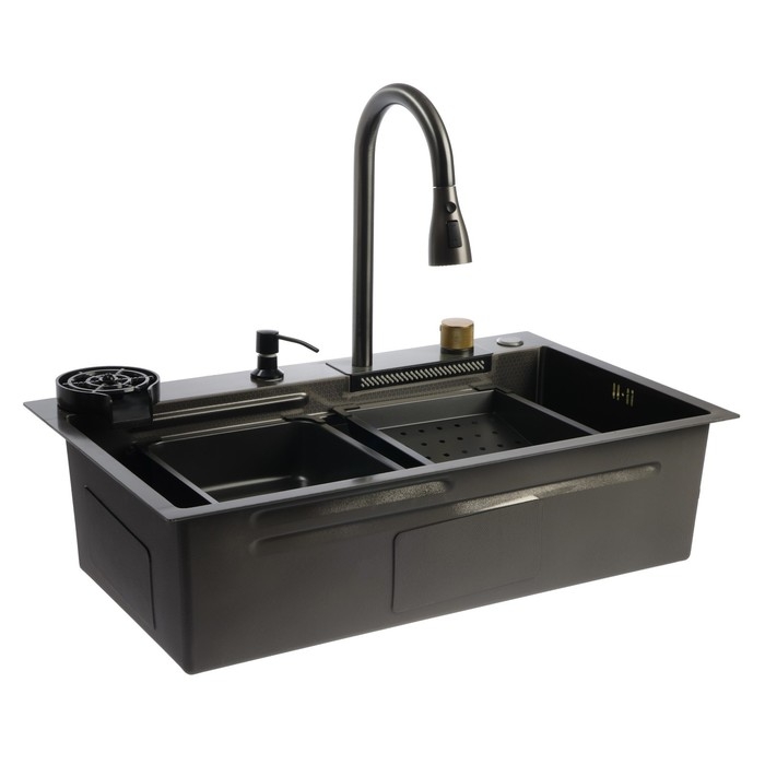 Кухонная мойка ZEIN M03, S=3.0 и 0.7мм, смеситель, корзины, разделочная доска, сифон, графит Кухонная мойка ZEIN M03, S=3.0 и 0.7мм, смеситель, корзины, разделочная доска, сифон, графит