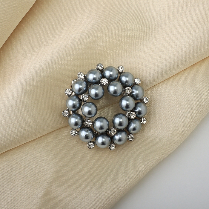 Зажим для платка &laquo;Жемчужинка&raquo;, цвет серый в серебре