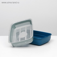 Лоток большой с сеткой и бортиком Atlantis "Стандарт", 43 х 33 х 12,5 см, синий,