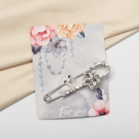 Булавка &laquo;Цветок&raquo; магнолия, 7 см, цвет белый в серебре