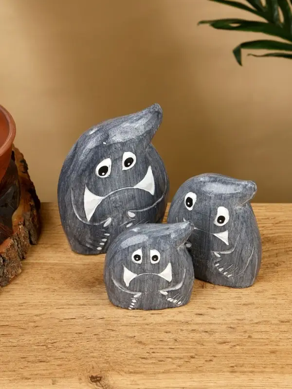 Набор сувенирный "Привидения" дерево H 12, 9, 7 см, цв. серый