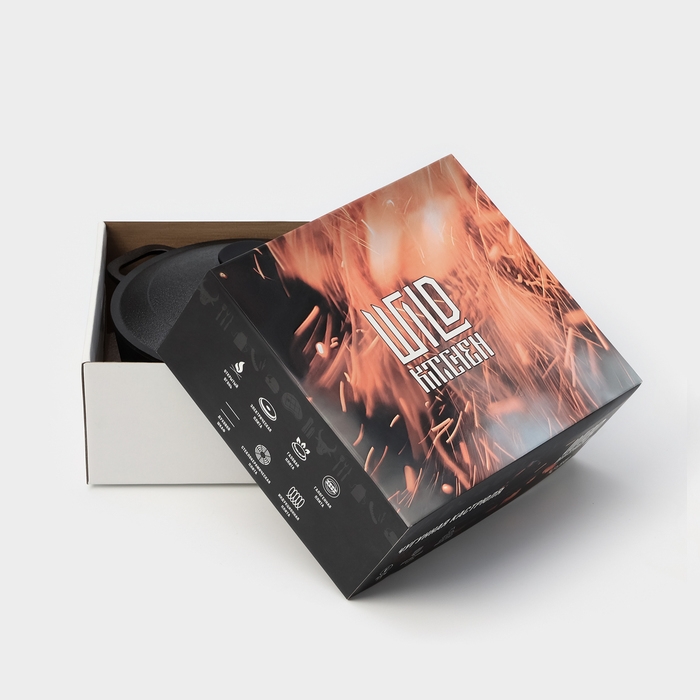 Кастрюля чугунная Wild Kitchen, 3 л, лопатка и губка в комплекте Кастрюля чугунная Wild Kitchen, 3 л, лопатка и губка в комплекте