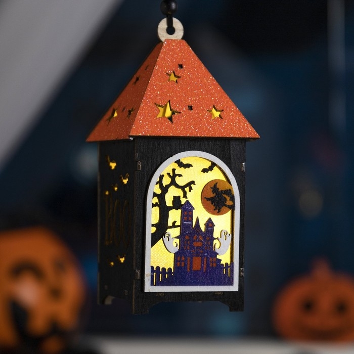 Светодиодная подвеска &laquo;Чёрная башня призраков&raquo; 6.5 &times; 17.5 &times; 6.5 см, пластик, батарейки LR1130х3 (в комплекте), свечение тёплое белое