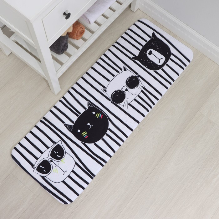 Коврик для ванной и туалета Доляна &laquo;Коты&raquo;, 45&times;120 см