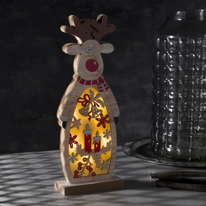 Светодиодная фигура «Олень» 11 × 30 × 5 см, дерево, батарейки АААх2 (не в комплекте), свечение тёплое белое Светодиодная фигура «Олень» 11 × 30 × 5 см, дерево, батарейки АААх2 (не в комплекте), свечение тёплое белое