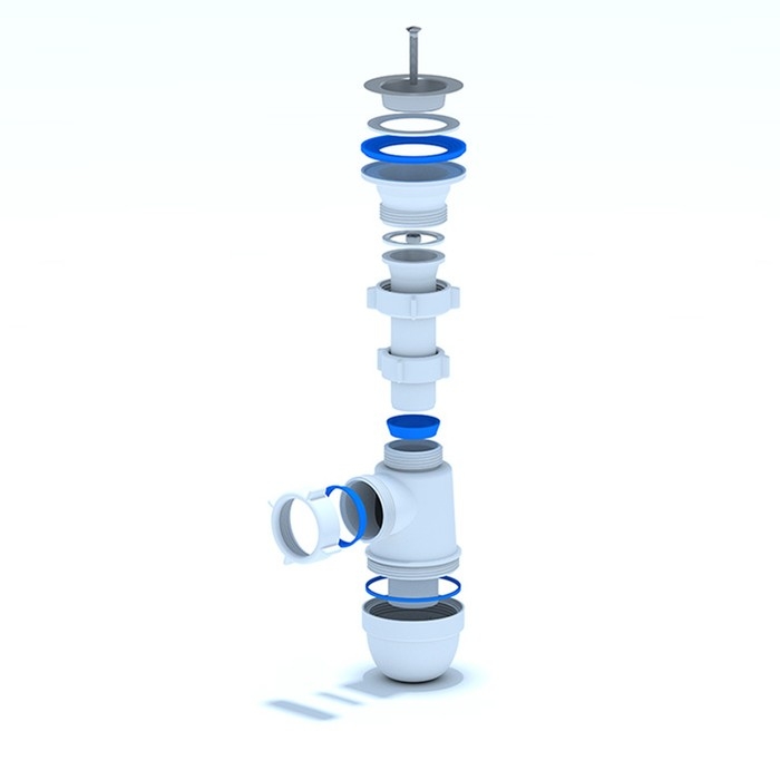 Сифон для мойки "АНИ Пласт" C0100, 1 1/2" х 40 мм, с нержавеющей решеткой d=70 мм