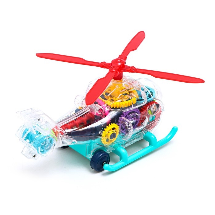 Вертолет &laquo;Шестерёнки&raquo;, свет и звук, работает от батареек