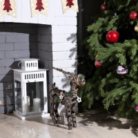 Светодиодная фигура &laquo;Плетёный олень&raquo; 29 &times; 42 &times; 10 см, металл, текстиль, батарейки ААх2 (не в комплекте), свечение тёплое белое