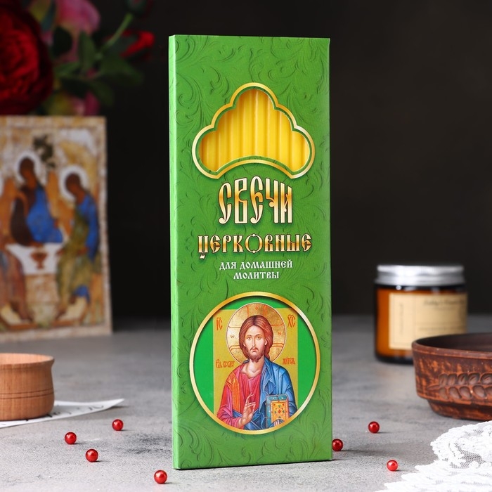 Набор свечей церковных Набор свечей церковных "Спаситель" для домашней молитвы, парафин, 12 шт