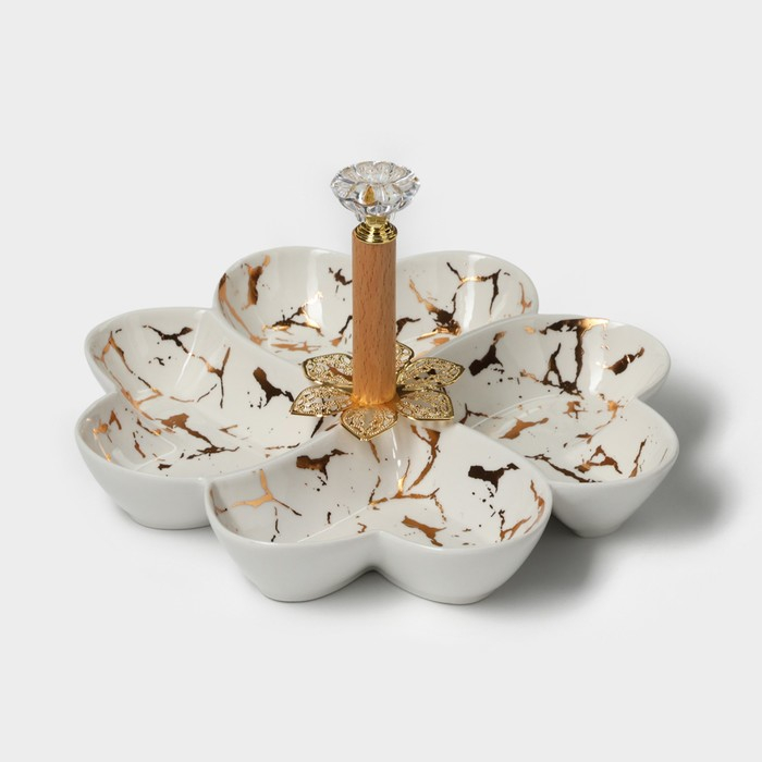 Менажница 4 ячейки &laquo;Марбл&raquo;, 20&times;3,2 см, цвет белый