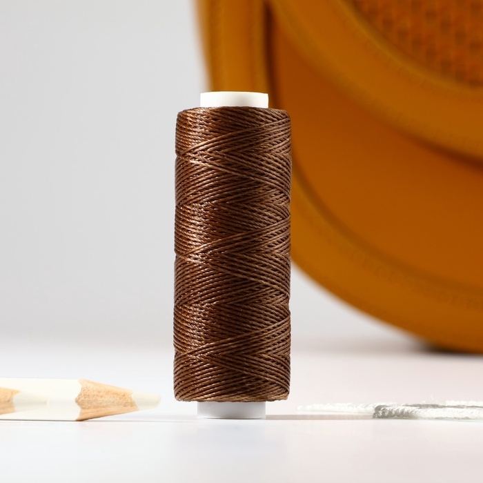 Нитки вощёные, круглые, 300D/3, 0,35 мм, 60 &plusmn; 2 м, цвет коричневый