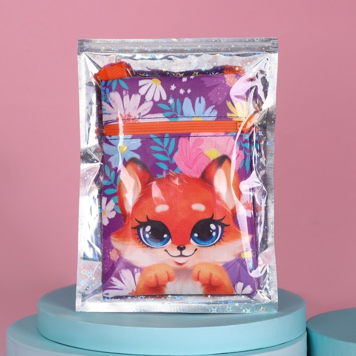 Подарочный набор для девочки &laquo;Лисенок&raquo;, сумка, набор резинок, блокнот, тату