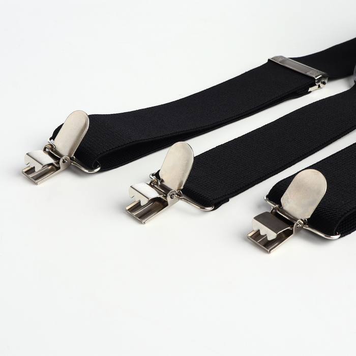 Подтяжки взрослые, ширина 3.5 см, цвет чёрный