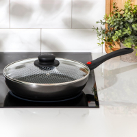 Cковорода Forever, d=24 см, съёмная ручка, стеклянная крышка, антипригарное покрытие, цвет черный