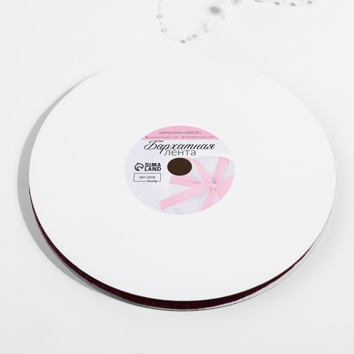 Лента бархатная, с серебряным люрексом, 6 мм, 18 &plusmn; 1 м, цвет бордовый №46