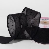 Лента декоративная, с глиттером, 38 мм, 9 &plusmn; 0,5 м, цвет чёрный