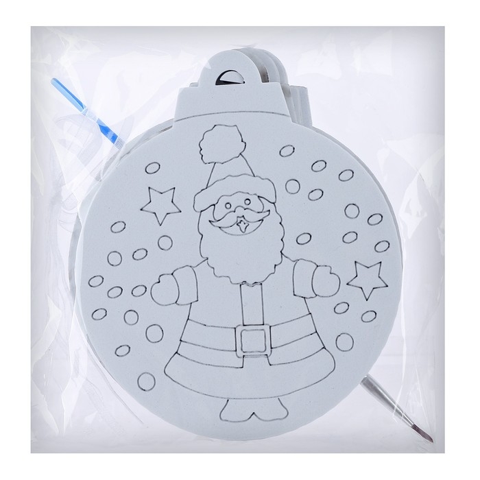 Ёлочное украшение под раскраску &laquo;Санта&raquo; 4 шт., кисть