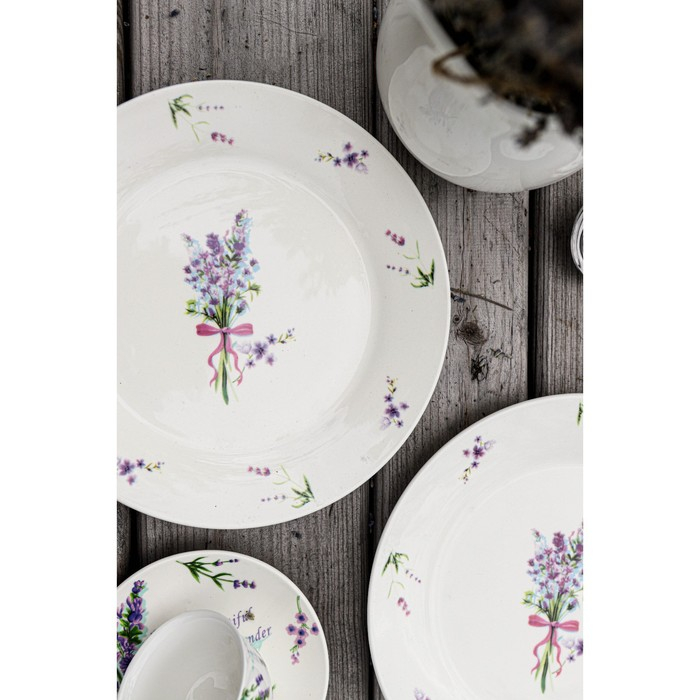 Тарелка фарфоровая обеденная Доляна &laquo;Лаванда&raquo;, d=25.3 см, цвет белый