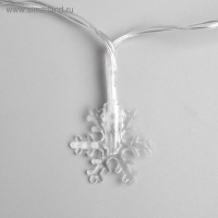 Гирлянда &laquo;Нить&raquo; 3 м с насадками &laquo;Снежинки малые&raquo;, IP20, прозрачная нить, 20 LED, батарейки AAх3 (нет в комплекте), свечение мульти