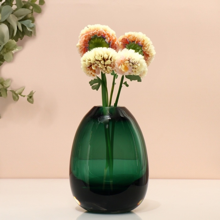 Ваза для цветов &laquo;Джозефина&raquo; из прозрачного зеленого стекла 12 х 10 х 10 см