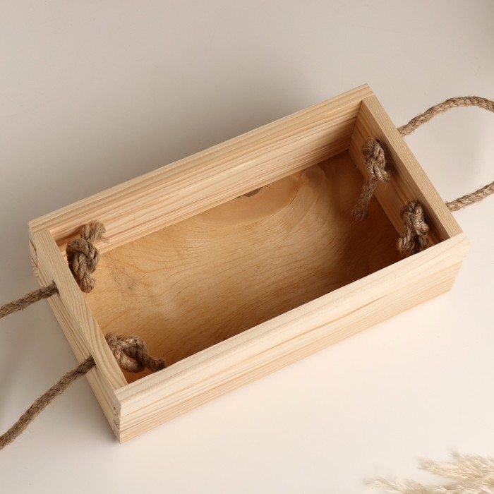 Кашпо деревянное ручки веревки 24,5х13,5х7 см Кашпо деревянное ручки веревки 24,5х13,5х7 см