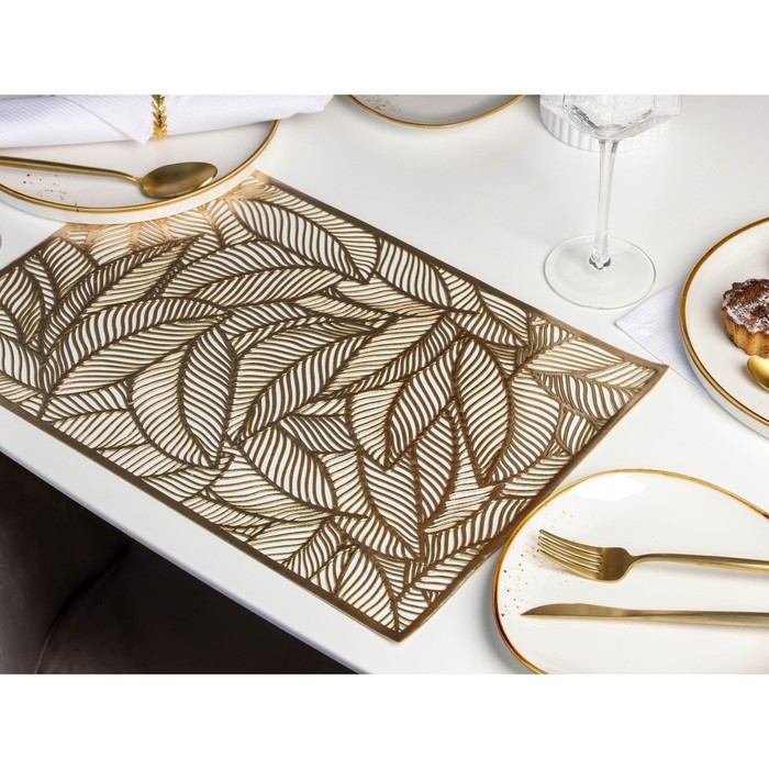 Салфетка сервировочная на стол Доляна &laquo;Листопад&raquo;, 45&times;30 см, цвет золотой