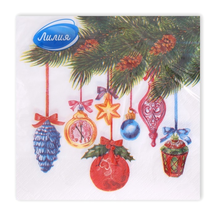 Новогодние салфетки бумажные Лилия «Пять минут», 2 слоя, 33х33 см, 20 шт Новогодние салфетки бумажные Лилия «Пять минут», 2 слоя, 33х33 см, 20 шт