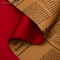 Плёнка матовая двухсторонняя "Газета на крафте" красный, 0,58 х 10 м Плёнка матовая двухсторонняя "Газета на крафте" красный, 0,58 х 10 м