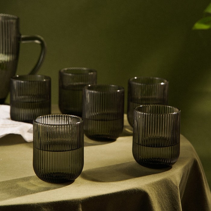 Набор стаканов стеклянный SL Home &laquo;Модерн&raquo;, 260 мл, 7,5&times;9,5 см, цвет графитовый