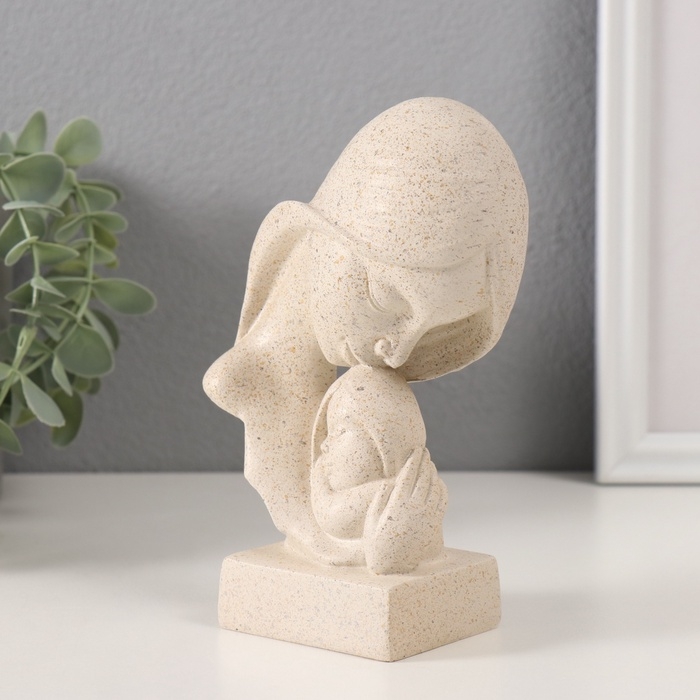 Сувенир полистоун бюст Сувенир полистоун бюст "Мама и дочка" белый в крапинку 10,5х5,5х15 см