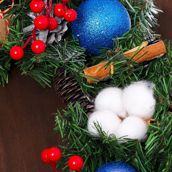 Новый год. Венок праздничный &laquo;Морозное утро&raquo;,45 см, ручная работа