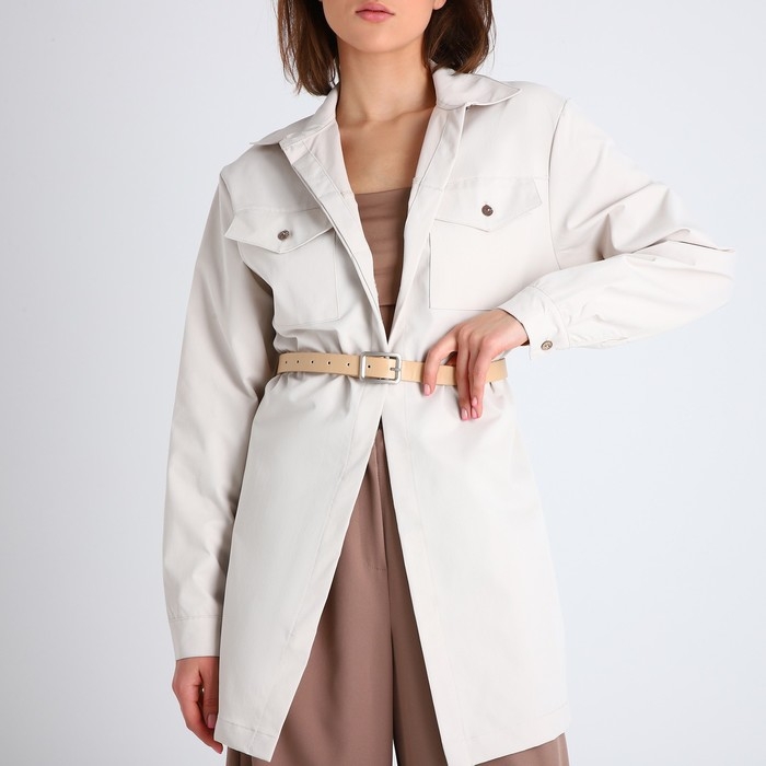 Ремень женский, ширина 2,4 см, винт, пряжка металл, цвет бежевый