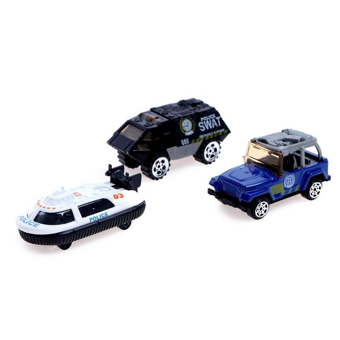 Набор металлических машин &laquo;Полиция&raquo;, 3 штуки, МИКС