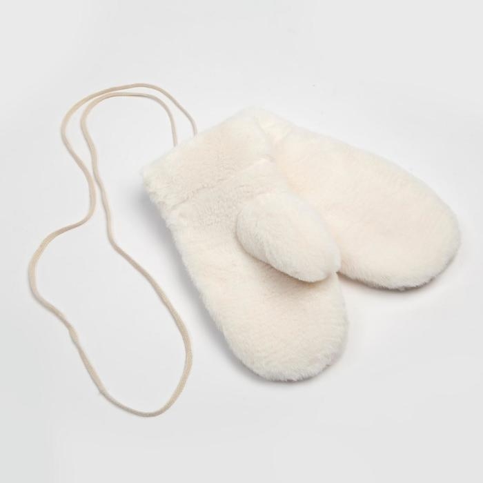 Варежки женские MINAKU "Нежные", р-р 22см, цв. молочный