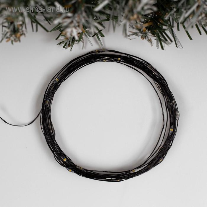 Гирлянда &laquo;Нить&raquo; 5 м роса, IP20, чёрная нить, 50 LED, свечение тёплое белое, USB